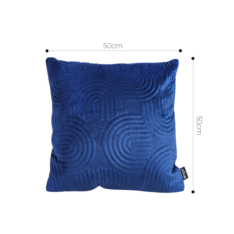 SOGA 2X 50cm Blue Textured Geometric Pattern Decorative Throw Pillow