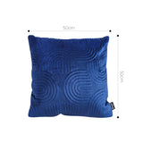SOGA 2X 50cm Blue Textured Geometric Pattern Decorative Throw Pillow
