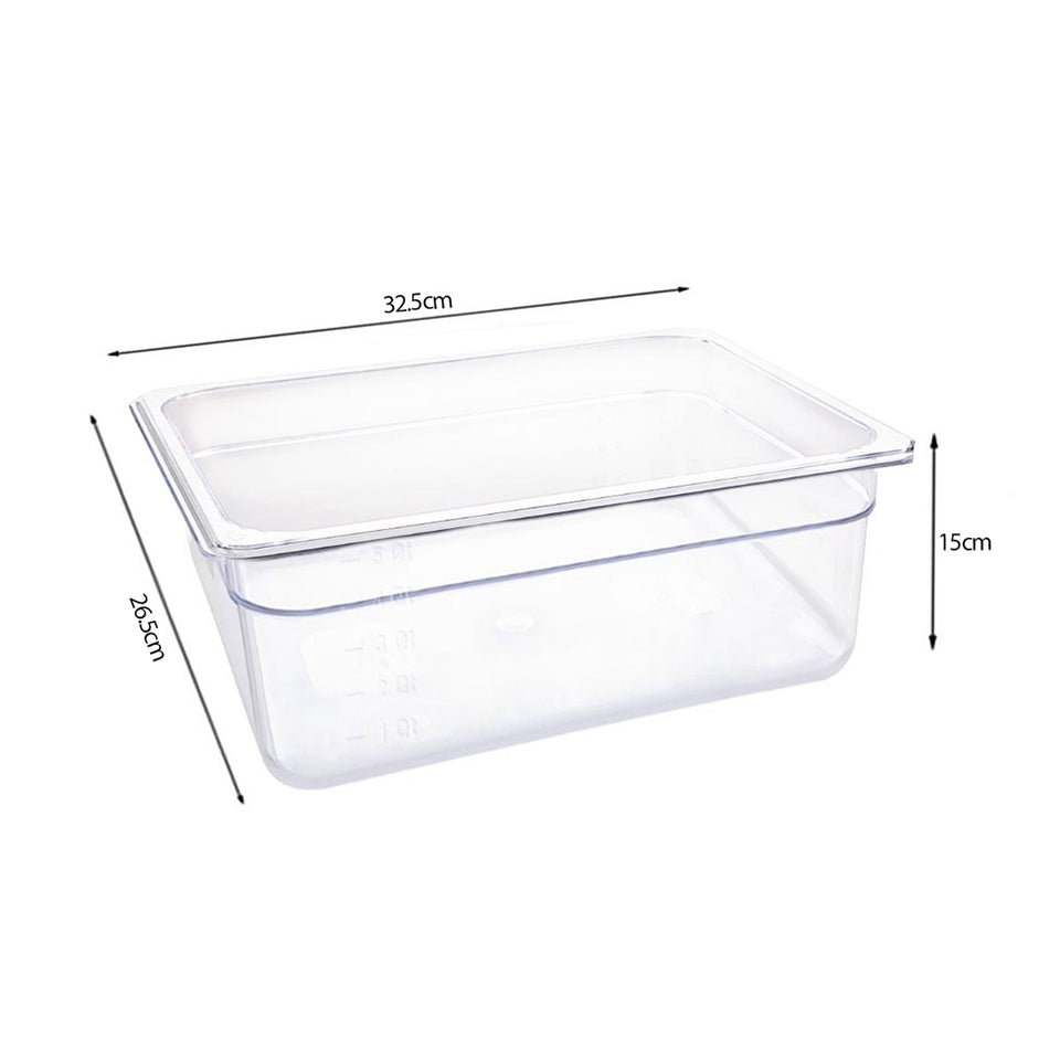 SOGA 150mm Clear Gastronorm GN Pan 1/2 Food Tray Storage Bundle of 4 with Lid