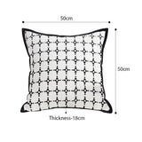 SOGA 2X 50cm Moroccan Black Cross Pattern Black Trim Decorative Throw Pillow