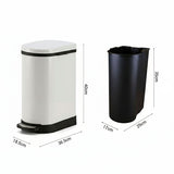 SOGA 2X Foot Pedal Stainless Steel U Shape Trash Bin White 10L