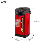SOGA 2X 4.2L Red Stainless Steel Electric Kettle Water Boiler with 3 Dispensing Modes