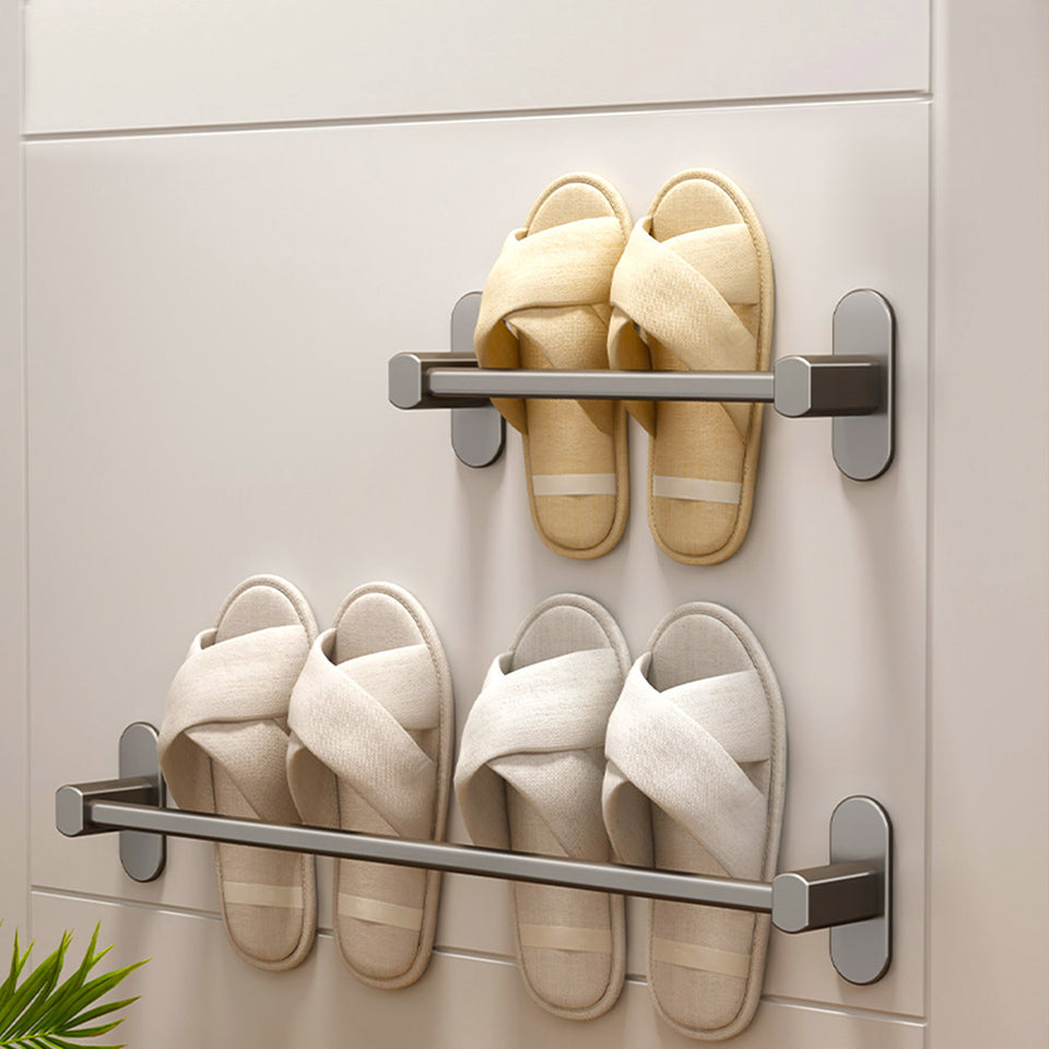 SOGA 49cm Wall-Mounted Slipper Organiser Adhesive Storage Space-Saving Wall Rack