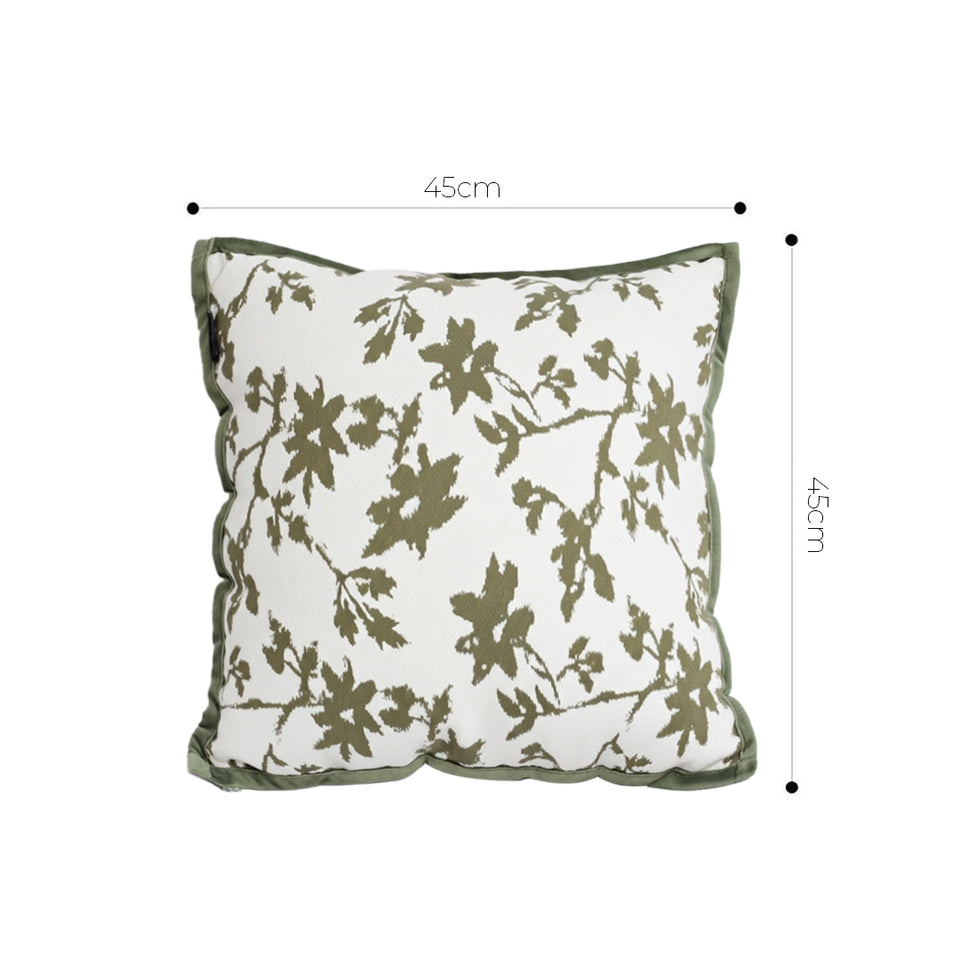SOGA 2X Floral Cushion 45cm White Green Leaf Botanical Pattern Decorative Throw Pillow