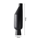 SOGA 2X 14x52cm Ornament Black Minimalist Vases with Narrow Neck Rounded Body for Modern Home Decor