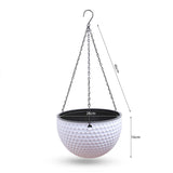 SOGA White Large Hanging Resin Flower Pot Self Watering Basket Planter Outdoor Garden Decor