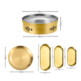 SOGA Kitchenware Bundle – Gold Nordic Plate Set, 26cm Grilling Plate & 28cm DryPot
