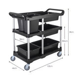 SOGA 2X Black 3-Tier Kitchen Utility Trolley Cart with 5 Buckets