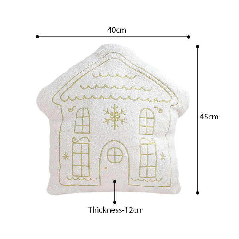 SOGA 40x45cm Festive White Christmas House Shaped Holiday Throw Pillow