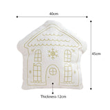 SOGA 40x45cm Festive White Christmas House Shaped Holiday Throw Pillow