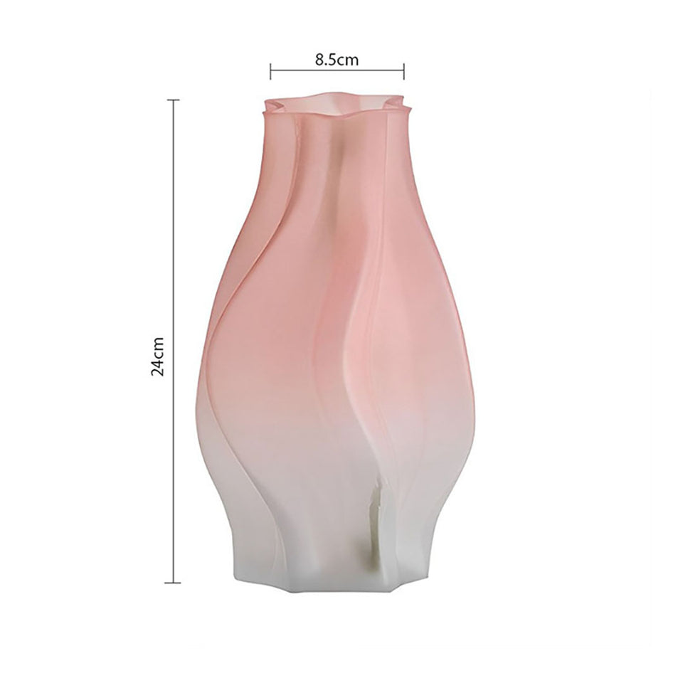 SOGA 24cm Pink Glass Vase Art Blown Hand Flower Tall Vintage Art Vases