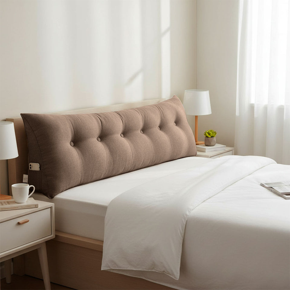 SOGA 2X 180cm Coffee Triangular Wedge Bed Pillow Headboard Backrest Bedside Tatami Cushion Home Decor