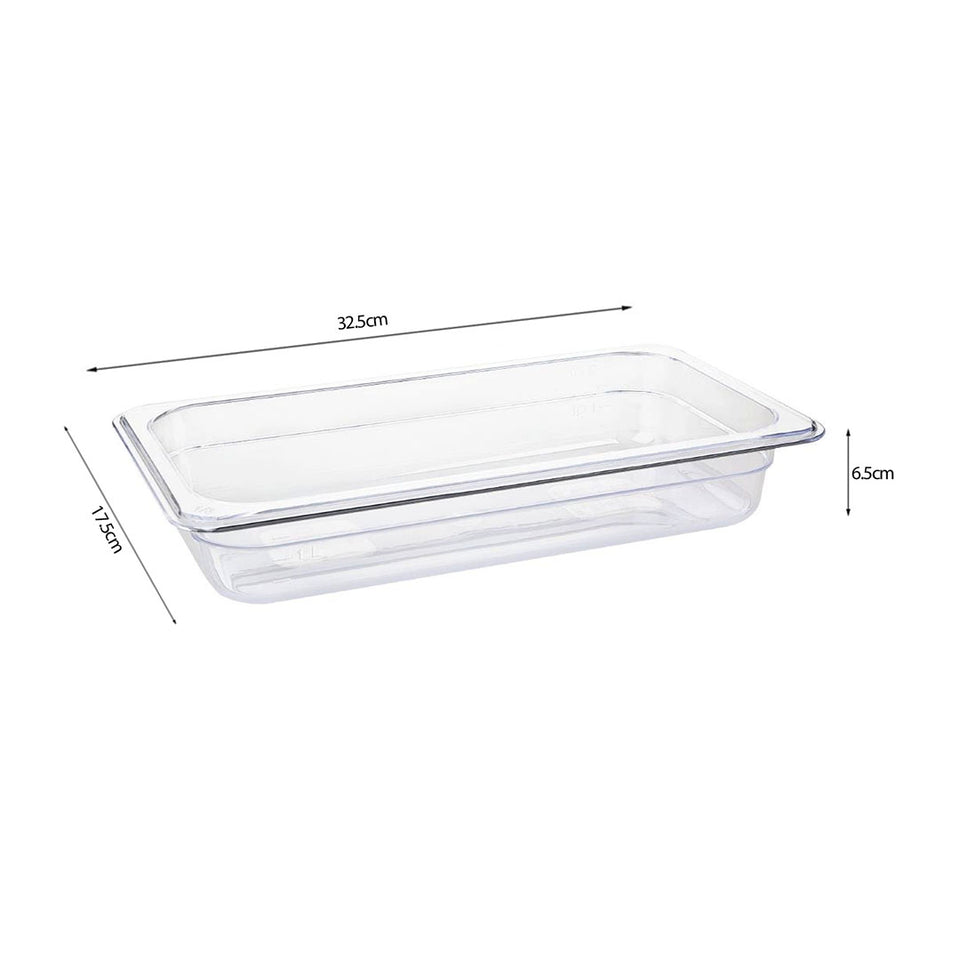 SOGA 65mm Clear Gastronorm GN Pan 1/3 Food Tray Storage Bundle of 6 with Lid