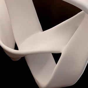 SOGA 41cm White Abstract Sculpture Loop-Inspired Art with Black Base for Home Decor