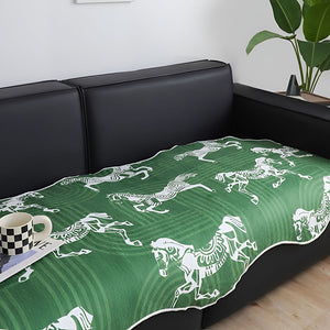 SOGA Two-Seater Green Horse Print 90x180cm Throw Blanket Sofa Cover