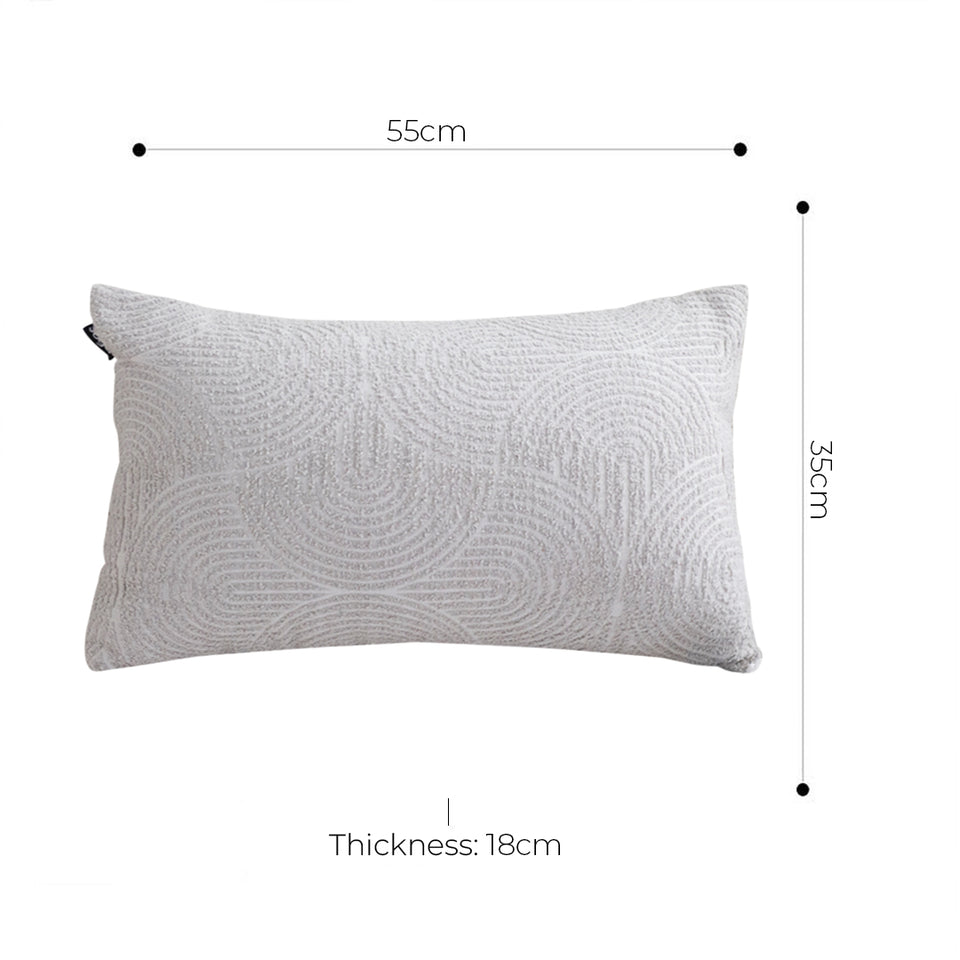 SOGA 2X 35cm Throw Pillow Off White Lumbar Embroidered Decorative Cover Stitch for Home Decor
