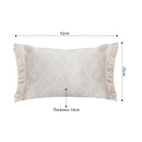 SOGA 35cm Rectangular Natural Woven Diamond Pattern Fringe Trim Throw Pillow