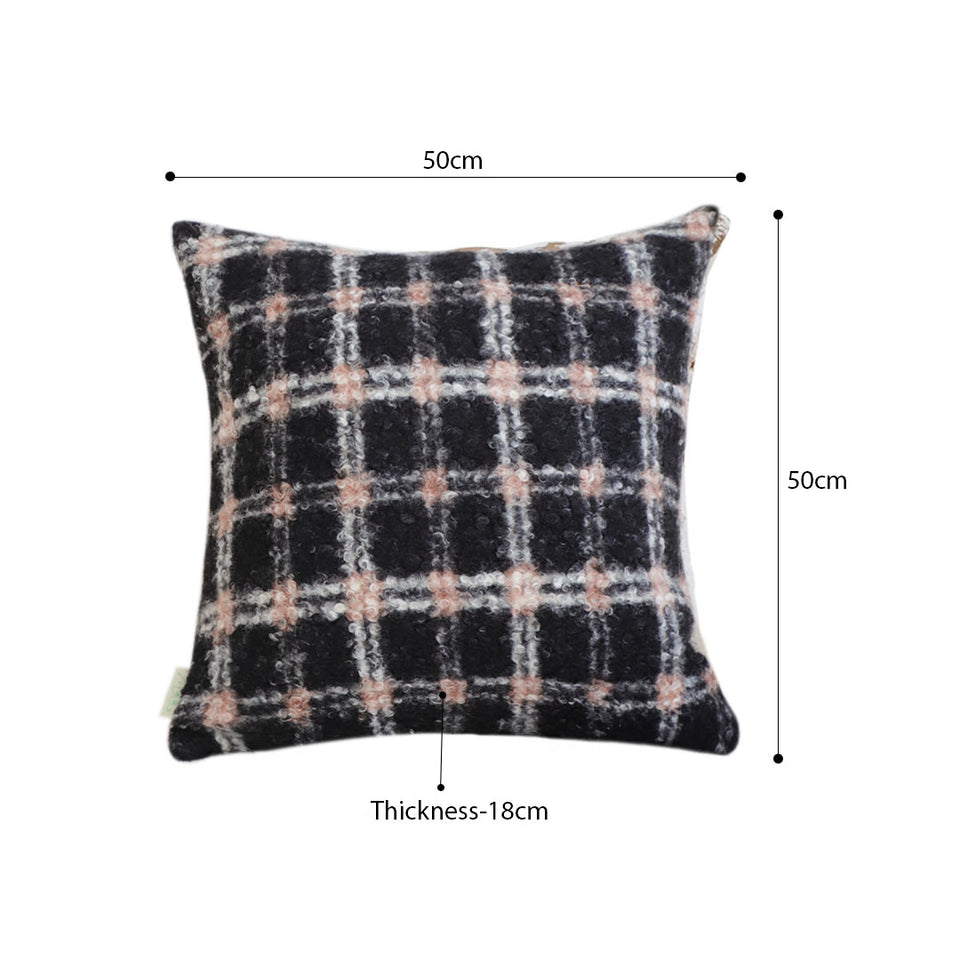 SOGA 50cm Modern Plaid Pattern Blush Pink Gray Decorative Throw Pillow