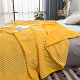 SOGA 2X Yellow Throw Blanket Warm Cozy Striped Pattern Thin Flannel Coverlet Fleece Bed Sofa Comforter