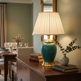 SOGA 4X Ceramic Oval Table Lamp with Gold Metal Base Desk Lamp Green