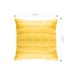 SOGA 2X 50cm Yellow Quilted Grid Pattern Decorative Throw Pillow