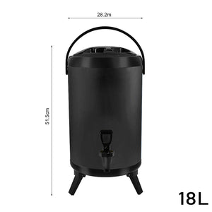 SOGA 8X 18L Stainless Steel Insulated Milk Tea Barrel Hot and Cold Beverage Dispenser Container with Faucet Black