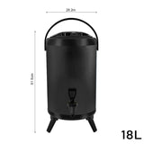 SOGA 8X 18L Stainless Steel Insulated Milk Tea Barrel Hot and Cold Beverage Dispenser Container with Faucet Black
