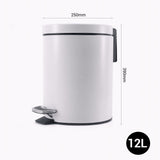 SOGA 2X Foot Pedal Stainless Steel Rubbish Recycling Garbage Waste Trash Bin Round 12L White