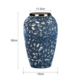 SOGA 30x19 Blue Medium Ceramic Flower Vase Elegant Living Room Home Decor