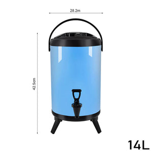 SOGA 14L Stainless Steel Insulated Milk Tea Barrel Hot and Cold Beverage Dispenser Container with Faucet Blue