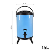 SOGA 14L Stainless Steel Insulated Milk Tea Barrel Hot and Cold Beverage Dispenser Container with Faucet Blue