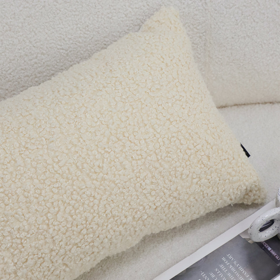 SOGA 2X 30cm Cream Boucle Textured Fluffy Decorative Throw Pillow