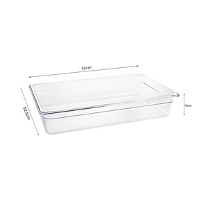 SOGA 100mm Clear Gastronorm GN Pan 1/1 Food Tray Storage Bundle of 2 with Lid