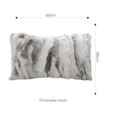 SOGA 2X 30cm Throw Pillow Floral Gray Rabbit Fur Lumbar Warm Cozy Decorative Cushion Home Decor