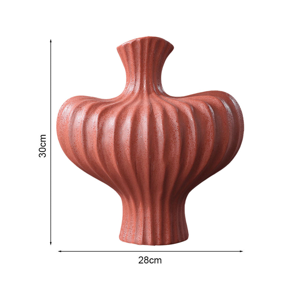 SOGA 2X 28x30cm Large Matte Red Decorative Vases – Countertop Ornament Accessories