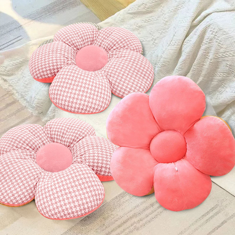 SOGA 2X Pink Flower Cushion Shaped for Floor and Sitting Throw Pillow