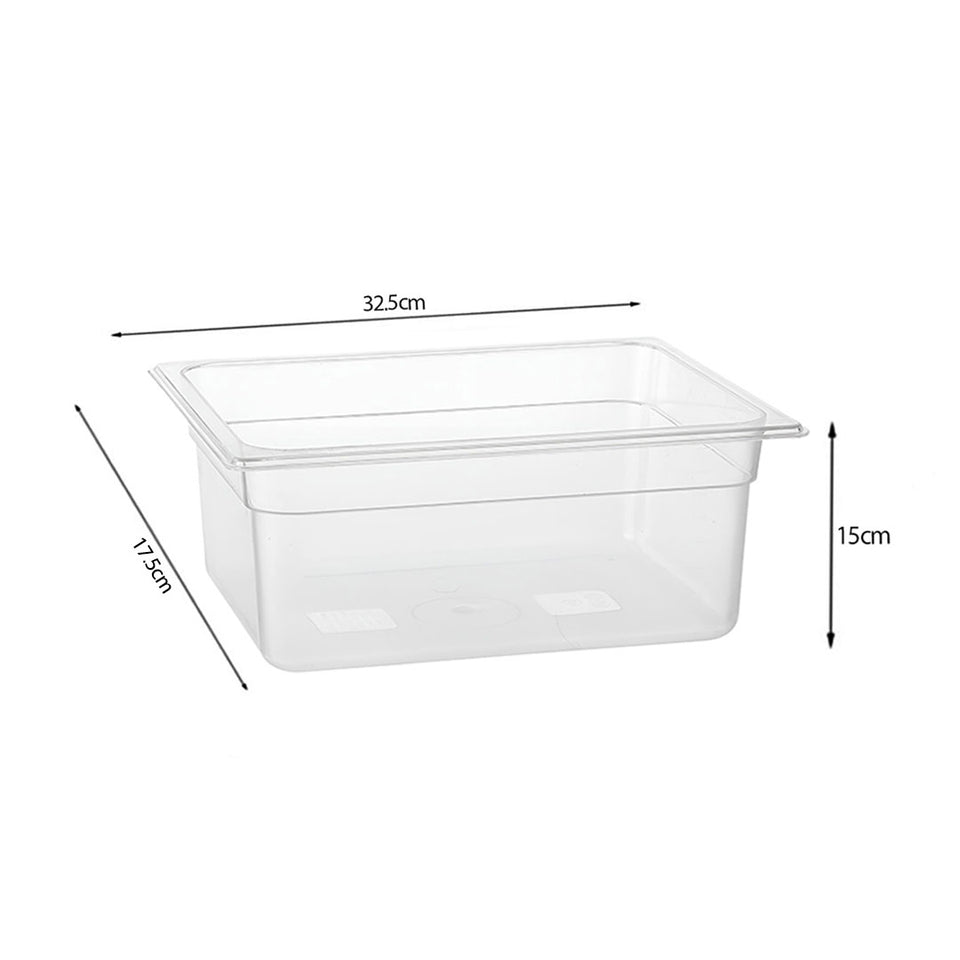 SOGA 150mm Clear Gastronorm GN Pan 1/3 Food Tray Storage Bundle of 6