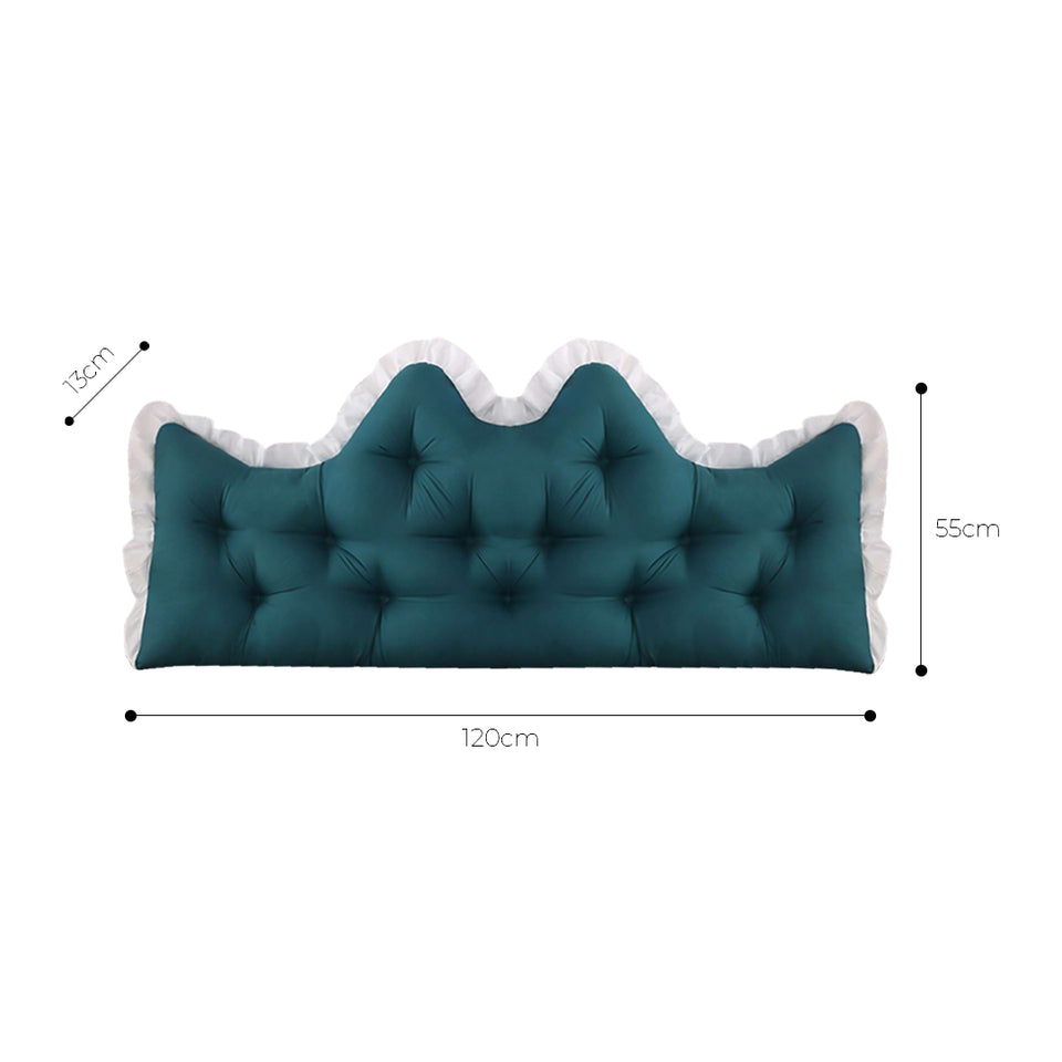 SOGA 2x120cm Crown Pillows Tufted Teal Headboard Cushion Set