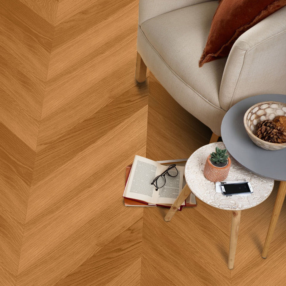 Timbo Solid Oak Chevron Parquet Timber Flooring Premium Quality Floorboards - BOX