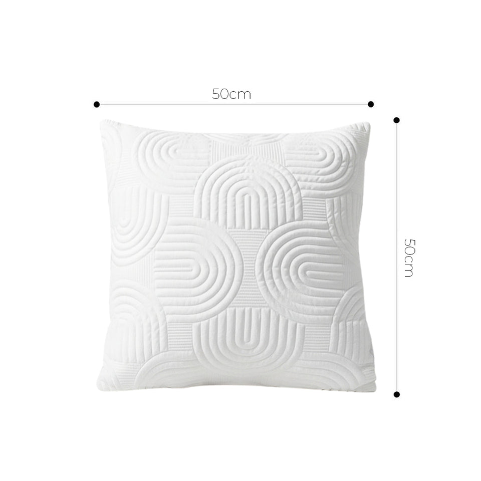 SOGA 2X 50cm White Textured Geometric Pattern Decorative Throw Pillow