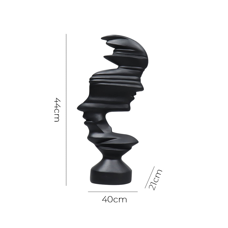 SOGA 44cm Dual-Face Resin Sculpture – Modern Abstract Art Décor