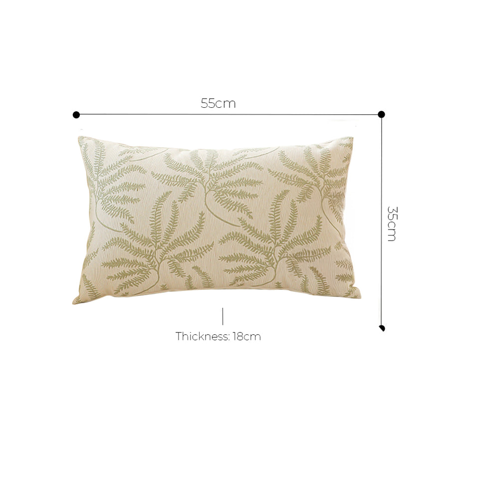 SOGA 2X 35cm Botanical Green Fern Leaf Embroidered Decorative Throw Pillow