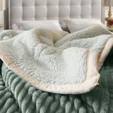SOGA Light Green Throw Blanket Warm Cozy Double Sided Thick Flannel Coverlet Fleece Bed Sofa Comforter