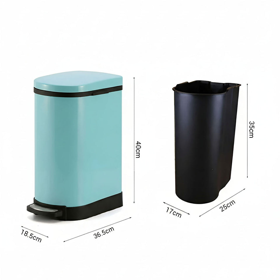 SOGA Foot Pedal Stainless Steel Rubbish Recycling Garbage Waste Trash Bin 10L U Blue