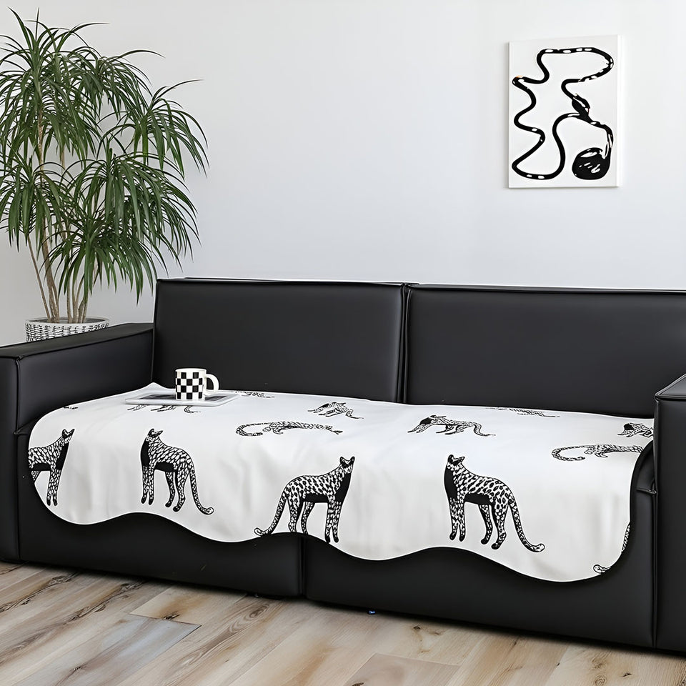 SOGA Four-Seater White Leopard Print 90x260cm Throw Blanket Sofa Cover