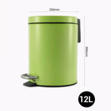 SOGA 4X Foot Pedal Stainless Steel Rubbish Recycling Garbage Waste Trash Bin Round 12L Green