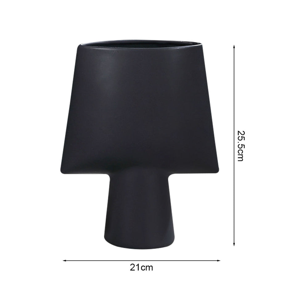 SOGA 2X 21x25.5cm Small Black Geometric Ceramic Vases – Decorative Flower Pots