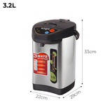 SOGA 2X 3.2L Silver Stainless Steel Electric Kettle Water Boiler Thermal Pot Dispenser 3 Modes