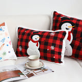 SOGA 30cm Red Christmas Snowman Lumbar Throw Pillow