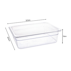 SOGA 100mm Clear Gastronorm GN Pan 1/2 Food Tray Storage Bundle of 6
